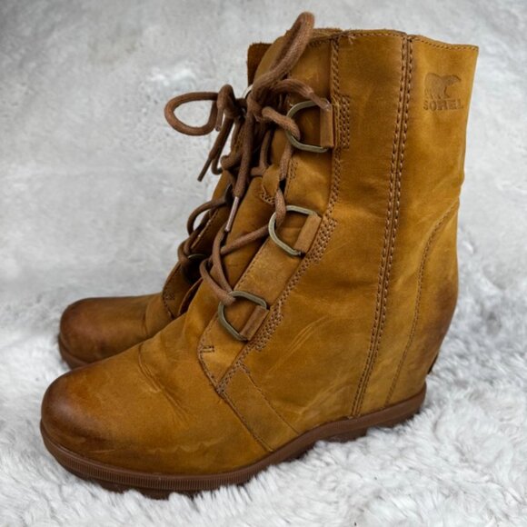 Sorel Boots Women's 7.5 Joan of Arctic Wedge II Carmel Brown Lace Up Waterproof - Picture 5 of 8